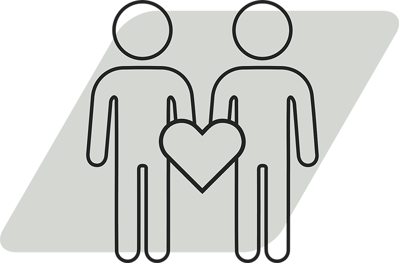 Icon of two people with a heart in front.