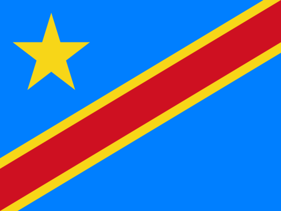 A sky blue field with a yellow five-pointed star in the canton and cut yellow-fimbriated red diagonal band from the lower hoist-side to the upper fly-side